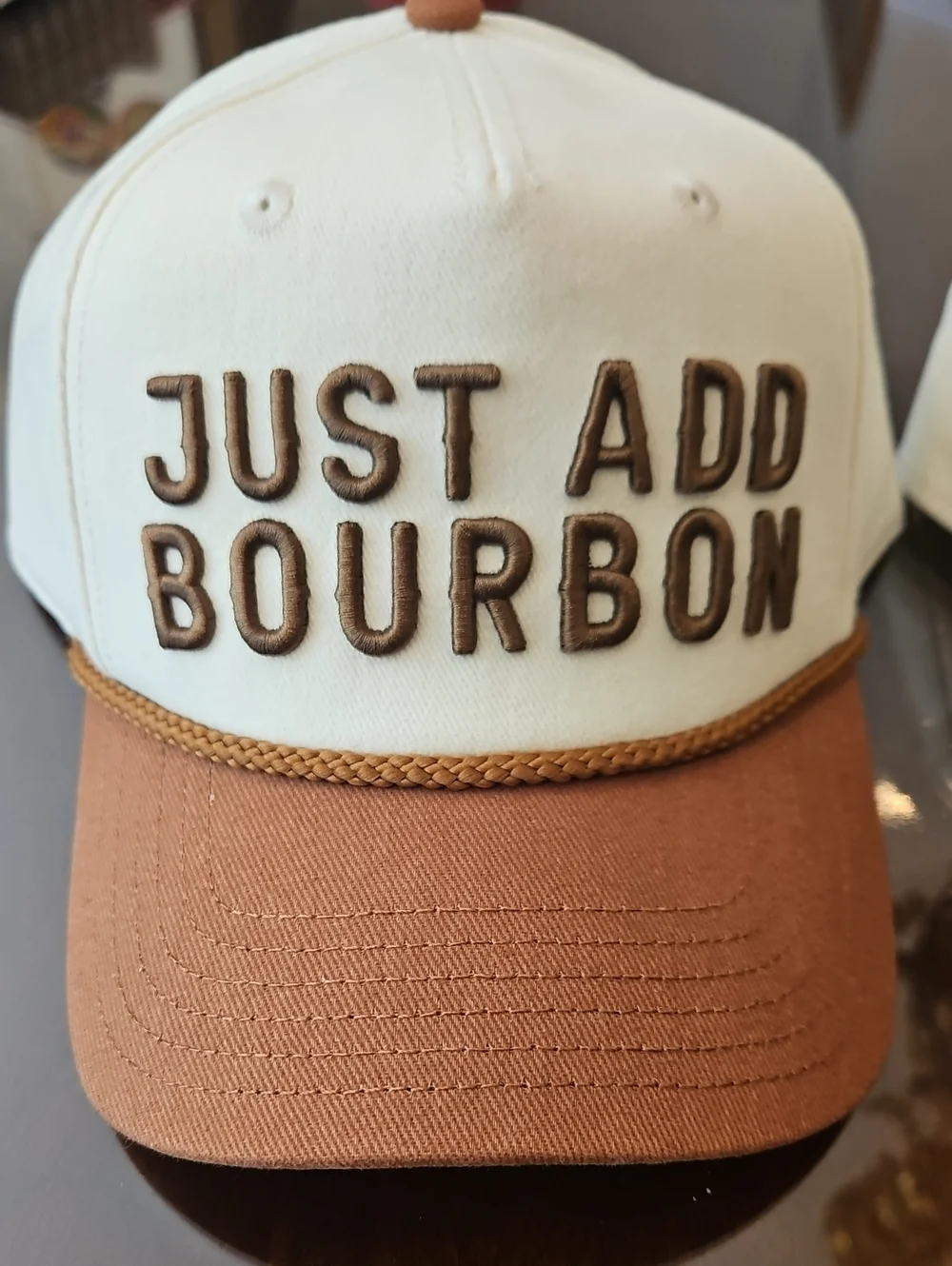 Just Add Bourbon Two-Tone Trucker Cap - Cream & Brown